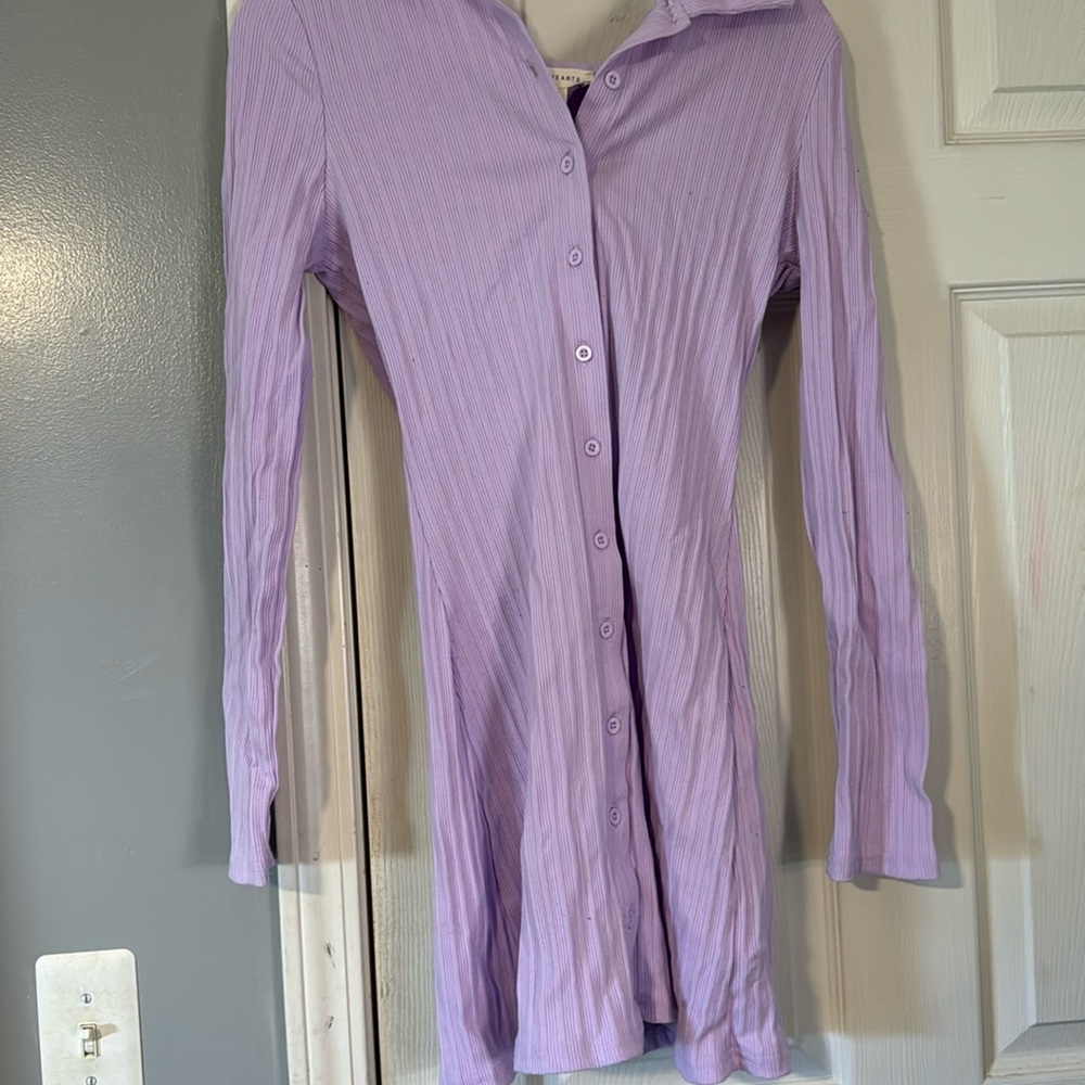 NEW WITH TAGS pacsun purple button up collared dress